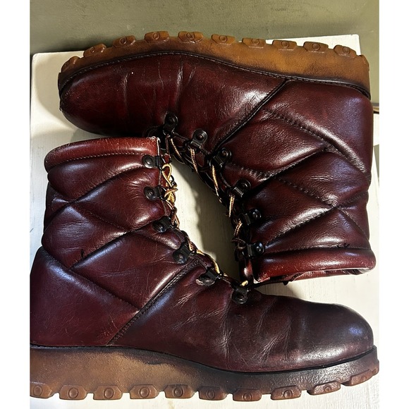 Vtg Allan Temple Burgundy Brown Italian Leather Hiking 8\